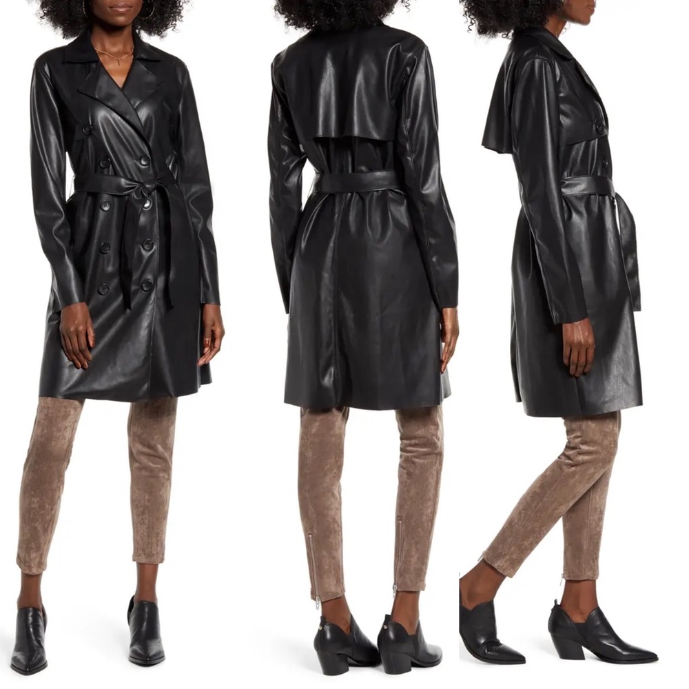 Blank NYC Faux Leather Trench Coat Medium Soft